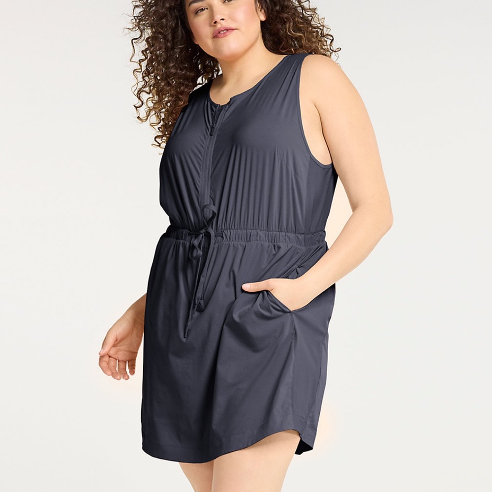 Plus Size FLX Woven Tank Dress with Built-In Shorts - 1X